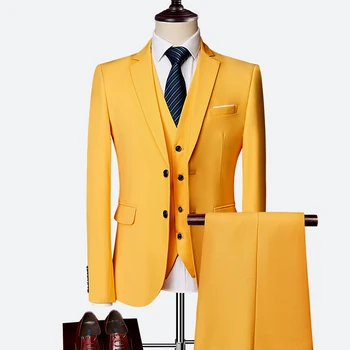 2022 3 kos moške poročno obleko modne moške slim barva poslovne urad obleko določa velikosti moški Jopič+ hlače + telovnik