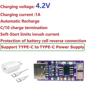 Za 3,7 V 18650 Mobilni Telefon Baterija Tip-C PD QC FCP USB 5V Na 4,2 V Li-ion Li-Po Baterija Litij-1A Polnilnik Odbor