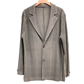 Miyake Naguban Jopiči Za Moške 2023 Novo Obleko, Jakno Velikosti Korejski Moda Barva Jarek Coats