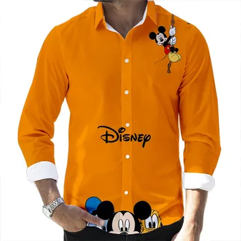 y2k Oblačila Padec Moške Majice z Dolgimi Rokavi Disney Mickey Risanka Vzorec Priložnostne Majice 3D Tiskanih Dolg Rokav River 6xl Majice