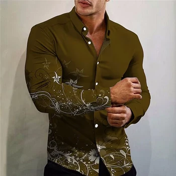 2023 Pomlad Luksuzni Visoke Kakovosti moška Oblačila Priložnostne Natisniti Majice z Dolgimi Rokavi Oblikovalec Turn-dol Enotni-Zapenjanje Jopico