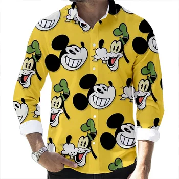 y2k Oblačila Padec Moške Majice z Dolgimi Rokavi Disney Mickey Risanka Vzorec Priložnostne Majice 3D Tiskanih Dolg Rokav River 6xl Majice