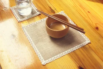 Naravne jute burlap arming vroče izolacija kraj, mat, Japonski-slog tabela mat sklede mat coasters placemats literarni doily