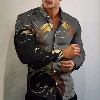 2023 Pomlad Luksuzni Visoke Kakovosti moška Oblačila Priložnostne Natisniti Majice z Dolgimi Rokavi Oblikovalec Turn-dol Enotni-Zapenjanje Jopico